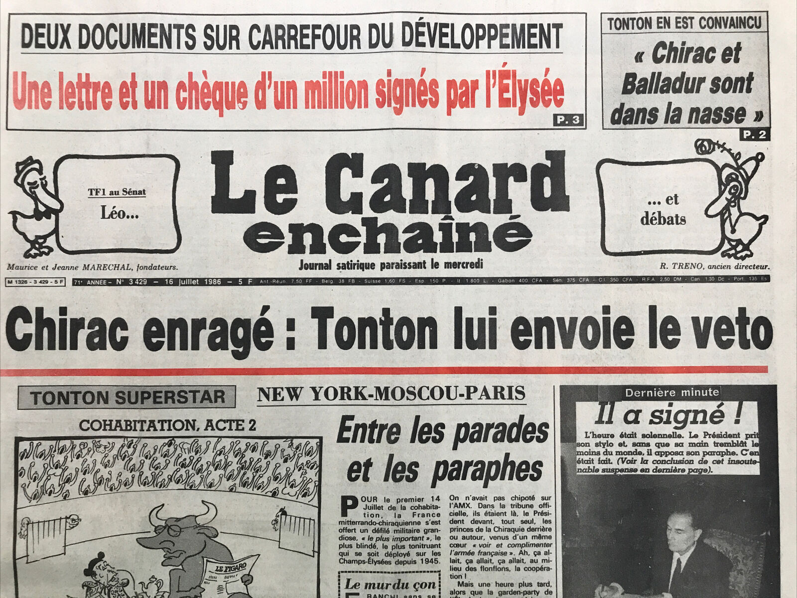 Couac ! | Acheter un Canard | Vente d'Anciens Journaux du Canard Enchaîné. Des Journaux Satiriques de Collection, Historiques & Authentiques de 1916 à 2004 ! | 3429