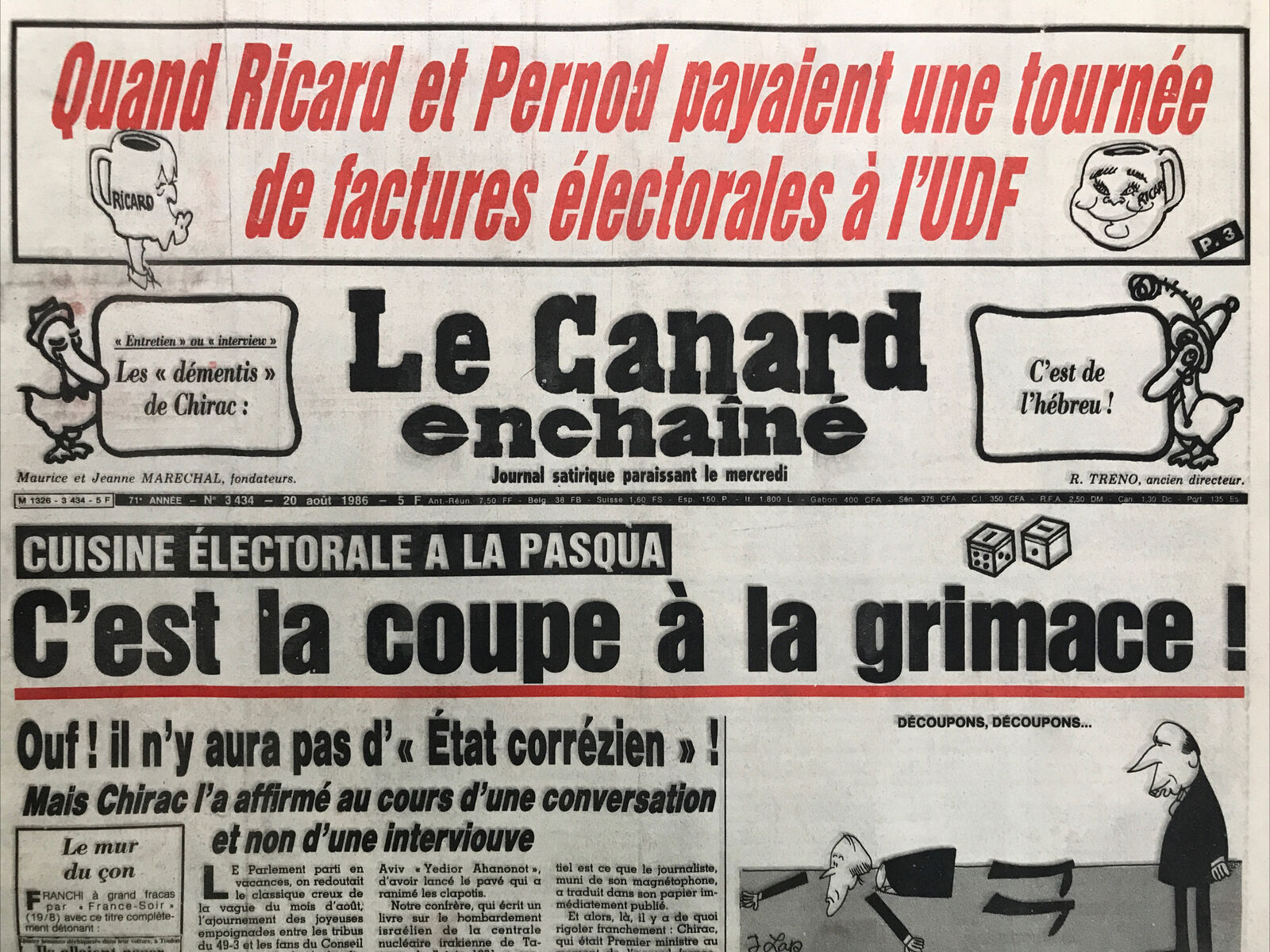 Couac ! | Acheter un Canard | Vente d'Anciens Journaux du Canard Enchaîné. Des Journaux Satiriques de Collection, Historiques & Authentiques de 1916 à 2004 ! | 3434