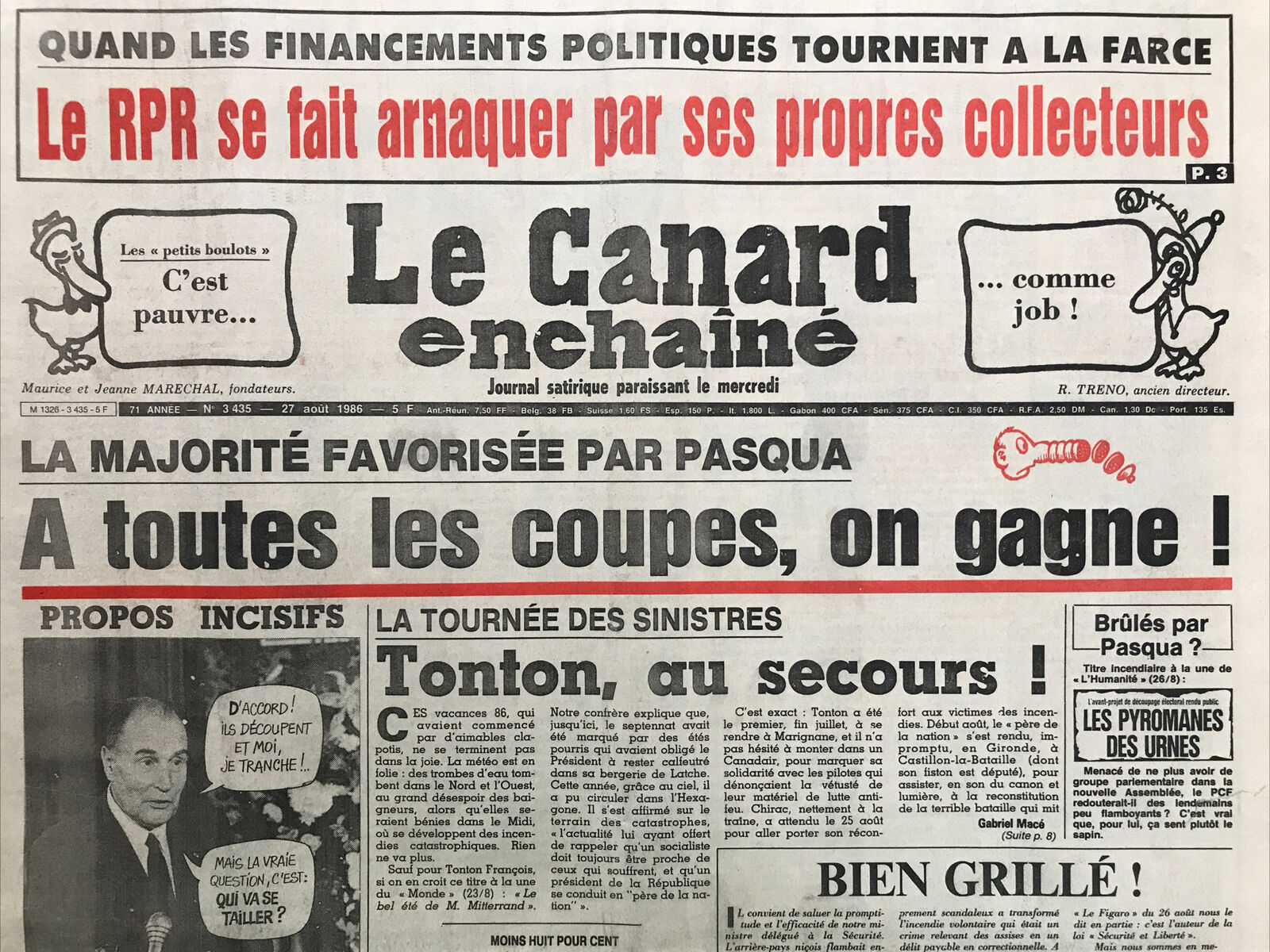 Couac ! | Acheter un Canard | Vente d'Anciens Journaux du Canard Enchaîné. Des Journaux Satiriques de Collection, Historiques & Authentiques de 1916 à 2004 ! | 3435