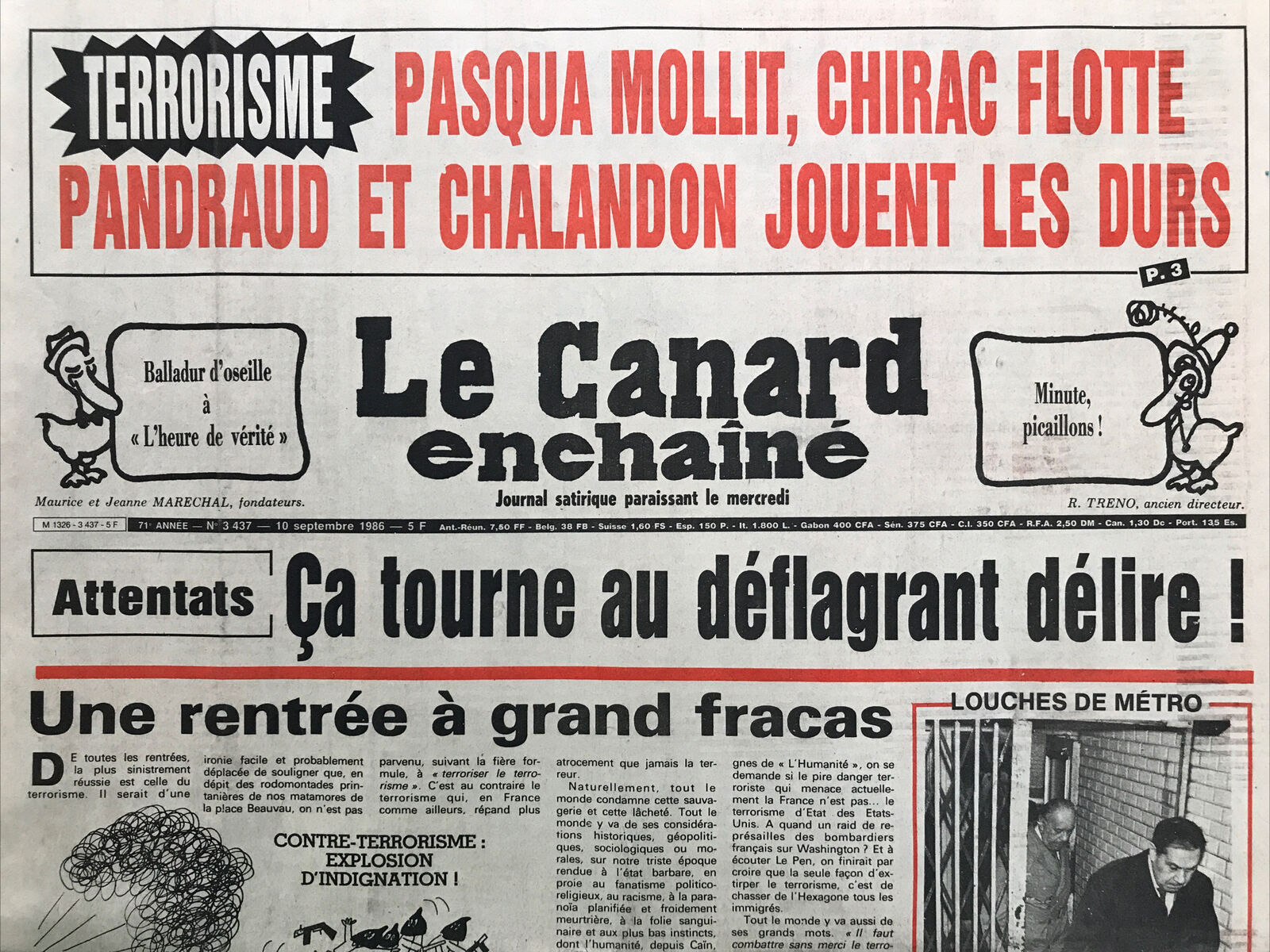 Couac ! | Acheter un Canard | Vente d'Anciens Journaux du Canard Enchaîné. Des Journaux Satiriques de Collection, Historiques & Authentiques de 1916 à 2004 ! | 3437