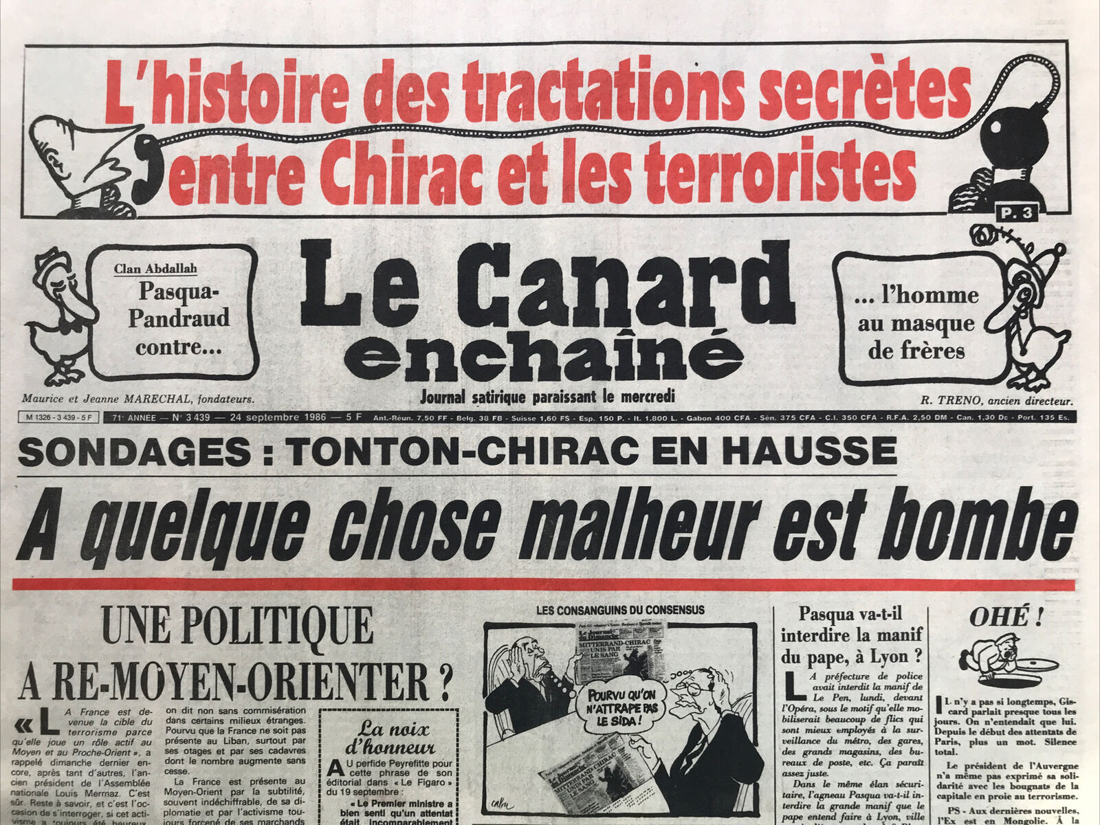 Couac ! | Acheter un Canard | Vente d'Anciens Journaux du Canard Enchaîné. Des Journaux Satiriques de Collection, Historiques & Authentiques de 1916 à 2004 ! | 3439