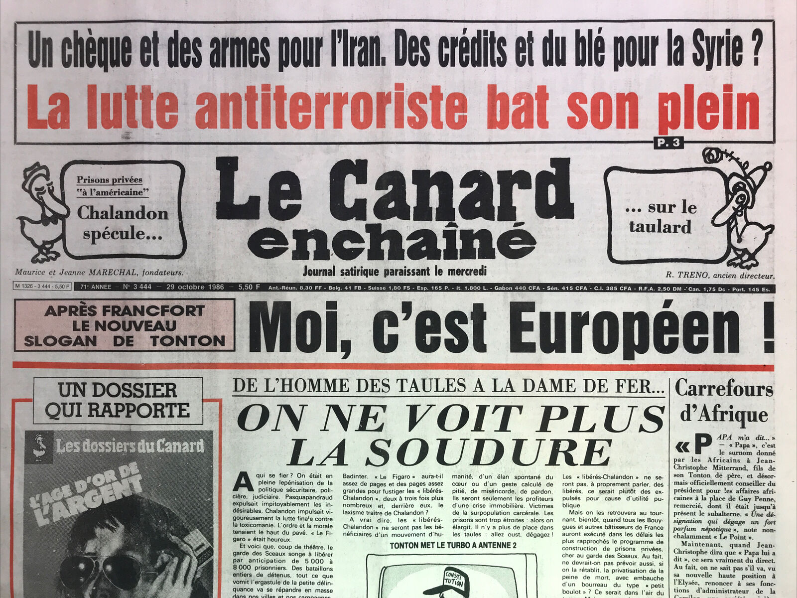 Couac ! | Acheter un Canard | Vente d'Anciens Journaux du Canard Enchaîné. Des Journaux Satiriques de Collection, Historiques & Authentiques de 1916 à 2004 ! | 3444