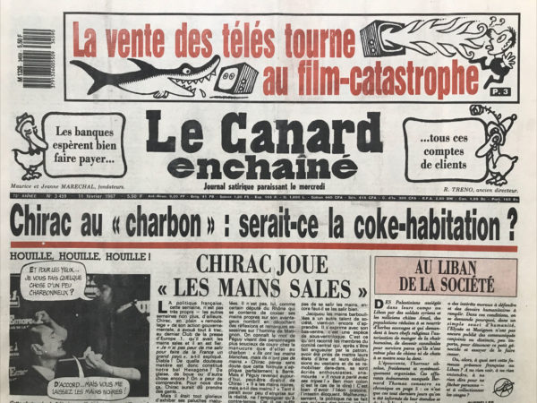 Couac ! | N° 3459 du Canard Enchaîné - 11 Février 1987 | Nos Exemplaires du Canard Enchaîné sont archivés dans de bonnes conditions de conservation (obscurité, hygrométrie maitrisée et faible température), ce qui s'avère indispensable pour des journaux anciens. | 3459