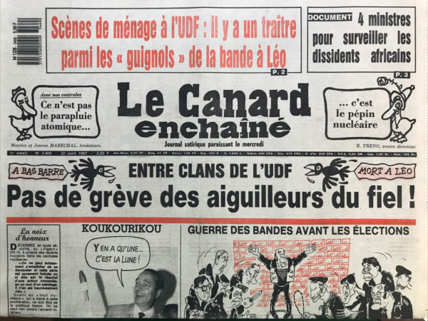 Couac ! | N° 3469 du Canard Enchaîné - 22 Avril 1987 | Nos Exemplaires du Canard Enchaîné sont archivés dans de bonnes conditions de conservation (obscurité, hygrométrie maitrisée et faible température), ce qui s'avère indispensable pour des journaux anciens. | 3469