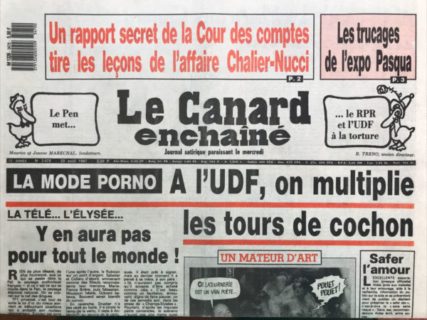 Couac ! | N° 3470 du Canard Enchaîné - 29 Avril 1987 | Nos Exemplaires du Canard Enchaîné sont archivés dans de bonnes conditions de conservation (obscurité, hygrométrie maitrisée et faible température), ce qui s'avère indispensable pour des journaux anciens. | 3470