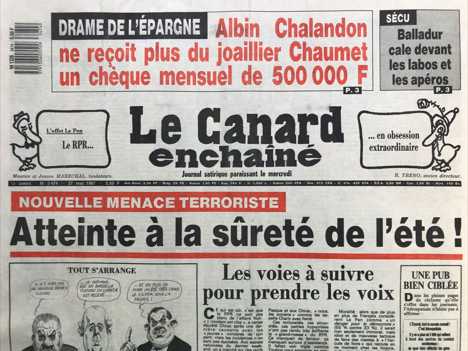 Couac ! | Acheter un Canard | Vente d'Anciens Journaux du Canard Enchaîné. Des Journaux Satiriques de Collection, Historiques & Authentiques de 1916 à 2004 ! | 3474