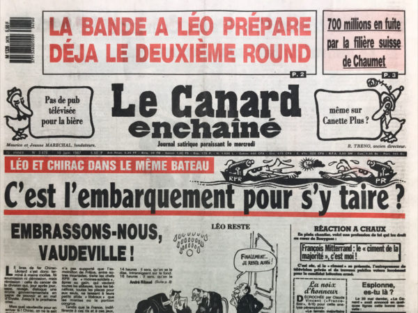 Couac ! | N° 3476 du Canard Enchaîné - 10 Juin 1987 | Nos Exemplaires du Canard Enchaîné sont archivés dans de bonnes conditions de conservation (obscurité, hygrométrie maitrisée et faible température), ce qui s'avère indispensable pour des journaux anciens. | 3476