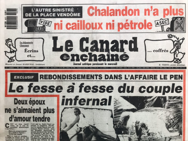 Couac ! | N° 3477 du Canard Enchaîné - 17 Juin 1987 | Nos Exemplaires du Canard Enchaîné sont archivés dans de bonnes conditions de conservation (obscurité, hygrométrie maitrisée et faible température), ce qui s'avère indispensable pour des journaux anciens. | 3477