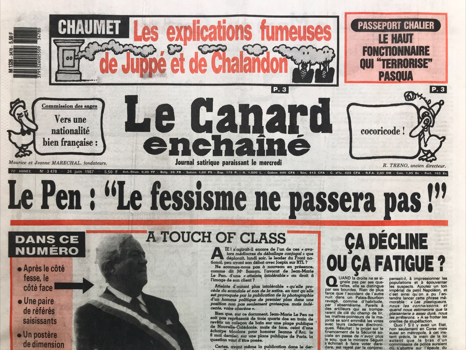 Couac ! | Acheter un Canard | Vente d'Anciens Journaux du Canard Enchaîné. Des Journaux Satiriques de Collection, Historiques & Authentiques de 1916 à 2004 ! | 3478