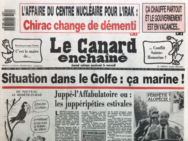 Couac ! | N° 3485 du Canard Enchaîné - 12 Août 1987 | Nos Exemplaires du Canard Enchaîné sont archivés dans de bonnes conditions de conservation (obscurité, hygrométrie maitrisée et faible température), ce qui s'avère indispensable pour des journaux anciens. | 3485