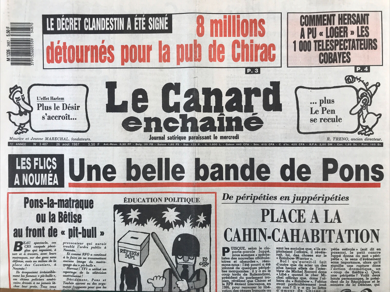 Couac ! | Acheter un Canard | Vente d'Anciens Journaux du Canard Enchaîné. Des Journaux Satiriques de Collection, Historiques & Authentiques de 1916 à 2004 ! | 3487