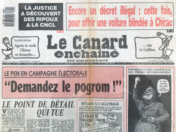 Couac ! | N° 3490 du Canard Enchaîné - 16 Septembre 1987 | faussement daté du 30 Septembre | 3490