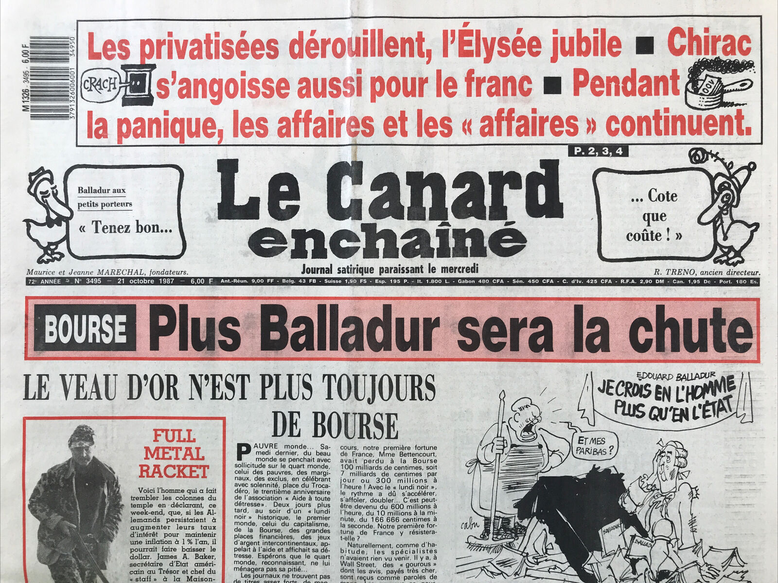 Couac ! | Acheter un Canard | Vente d'Anciens Journaux du Canard Enchaîné. Des Journaux Satiriques de Collection, Historiques & Authentiques de 1916 à 2004 ! | 3495