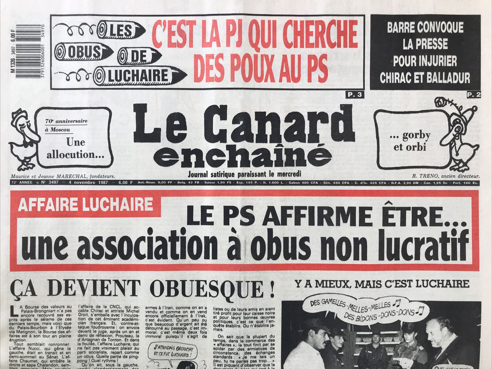 Couac ! | Acheter un Canard | Vente d'Anciens Journaux du Canard Enchaîné. Des Journaux Satiriques de Collection, Historiques & Authentiques de 1916 à 2004 ! | 3497