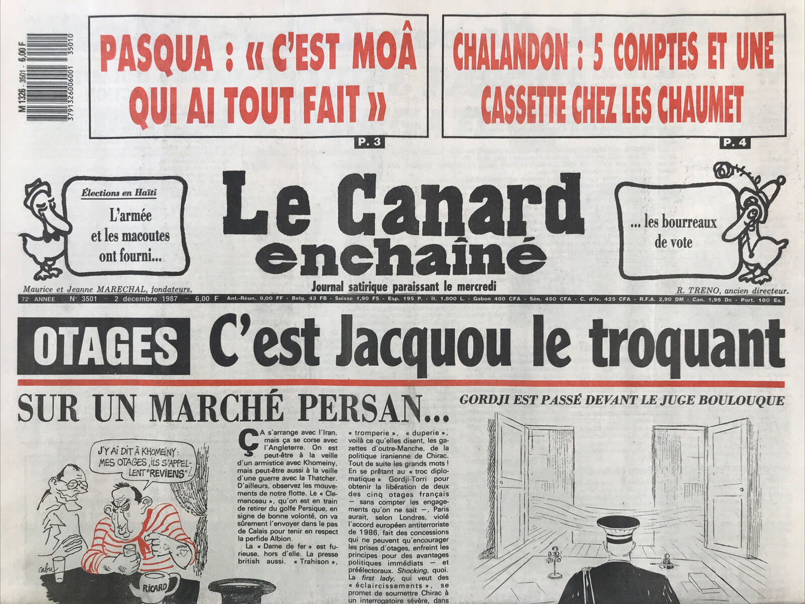 Couac ! | Acheter un Canard | Vente d'Anciens Journaux du Canard Enchaîné. Des Journaux Satiriques de Collection, Historiques & Authentiques de 1916 à 2004 ! | 3501