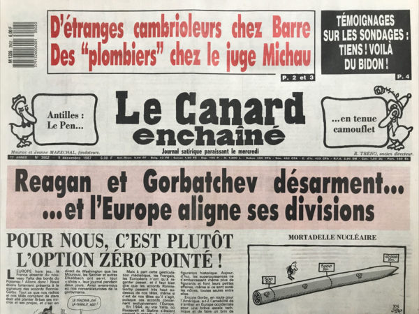 Couac ! | N° 3502 du Canard Enchaîné - 9 Décembre 1987 | Nos Exemplaires du Canard Enchaîné sont archivés dans de bonnes conditions de conservation (obscurité, hygrométrie maitrisée et faible température), ce qui s'avère indispensable pour des journaux anciens. | 3502