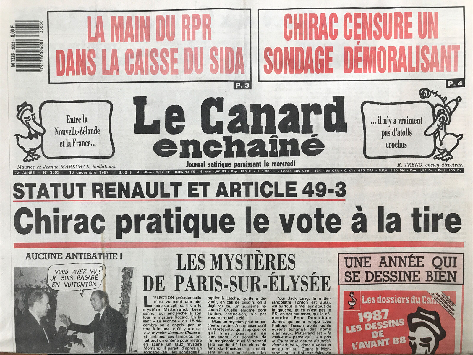 Couac ! | Acheter un Canard | Vente d'Anciens Journaux du Canard Enchaîné. Des Journaux Satiriques de Collection, Historiques & Authentiques de 1916 à 2004 ! | 3503