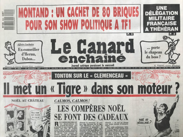 Couac ! | N° 3504 du Canard Enchaîné - 23 Décembre 1987 | Nos Exemplaires du Canard Enchaîné sont archivés dans de bonnes conditions de conservation (obscurité, hygrométrie maitrisée et faible température), ce qui s'avère indispensable pour des journaux anciens. | 3504