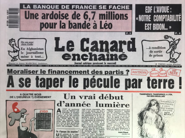 Couac ! | N° 3506 du Canard Enchaîné - 6 Janvier 1988 | Nos Exemplaires du Canard Enchaîné sont archivés dans de bonnes conditions de conservation (obscurité, hygrométrie maitrisée et faible température), ce qui s'avère indispensable pour des journaux anciens. | 3506