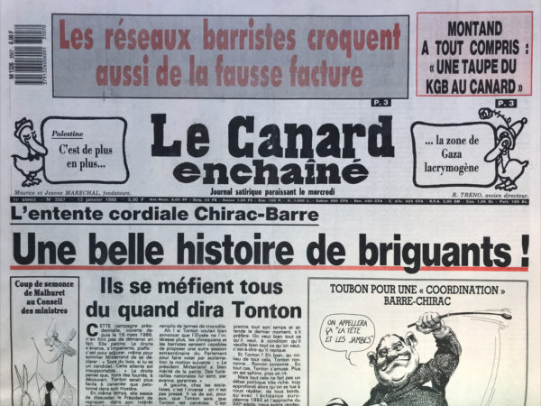 Couac ! | N° 3507 du Canard Enchaîné - 13 Janvier 1988 | Nos Exemplaires du Canard Enchaîné sont archivés dans de bonnes conditions de conservation (obscurité, hygrométrie maitrisée et faible température), ce qui s'avère indispensable pour des journaux anciens. | 3507