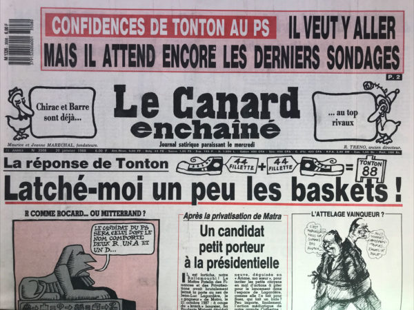 Couac ! | N° 3508 du Canard Enchaîné - 20 Janvier 1988 | Nos Exemplaires du Canard Enchaîné sont archivés dans de bonnes conditions de conservation (obscurité, hygrométrie maitrisée et faible température), ce qui s'avère indispensable pour des journaux anciens. | 3508