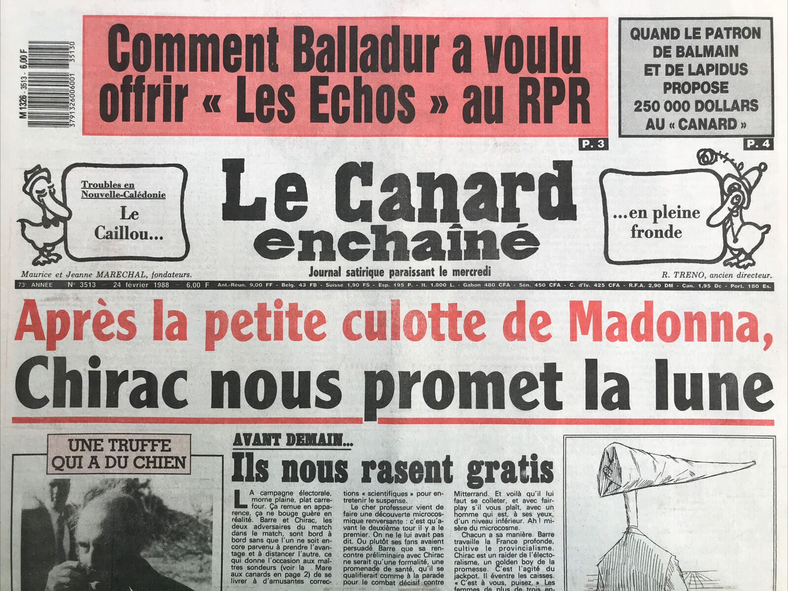 Couac ! | Acheter un Canard | Vente d'Anciens Journaux du Canard Enchaîné. Des Journaux Satiriques de Collection, Historiques & Authentiques de 1916 à 2004 ! | 3513