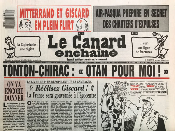 Couac ! | N° 3514 du Canard Enchaîné - 2 Mars 1988 | Nos Exemplaires du Canard Enchaîné sont archivés dans de bonnes conditions de conservation (obscurité, hygrométrie maitrisée et faible température), ce qui s'avère indispensable pour des journaux anciens. | 3514