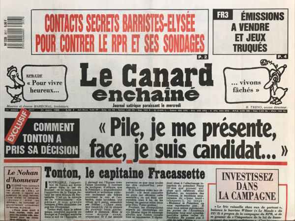 Couac ! | N° 3517 du Canard Enchaîné - 23 Mars 1988 | Nos Exemplaires du Canard Enchaîné sont archivés dans de bonnes conditions de conservation (obscurité, hygrométrie maitrisée et faible température), ce qui s'avère indispensable pour des journaux anciens. | 3517