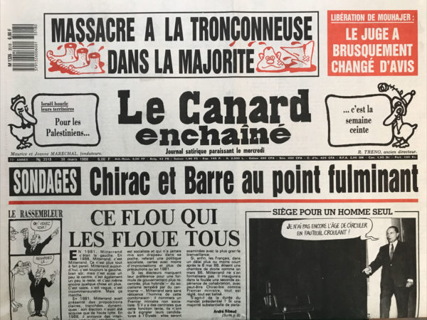 Couac ! | N° 3518 du Canard Enchaîné - 30 Mars 1988 | Nos Exemplaires du Canard Enchaîné sont archivés dans de bonnes conditions de conservation (obscurité, hygrométrie maitrisée et faible température), ce qui s'avère indispensable pour des journaux anciens. | 3518