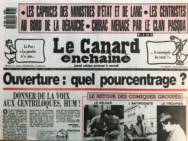 Couac ! | N° 3525 du Canard Enchaîné - 18 Mai 1988 | Nos Exemplaires du Canard Enchaîné sont archivés dans de bonnes conditions de conservation (obscurité, hygrométrie maitrisée et faible température), ce qui s'avère indispensable pour des journaux anciens. | 3525