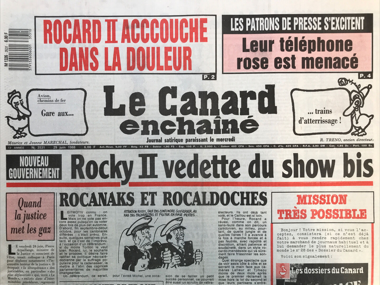 Couac ! | Acheter un Canard | Vente d'Anciens Journaux du Canard Enchaîné. Des Journaux Satiriques de Collection, Historiques & Authentiques de 1916 à 2004 ! | 3531