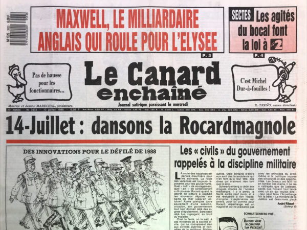 Couac ! | N° 3533 du Canard Enchaîné - 13 Juillet 1988 | Nos Exemplaires du Canard Enchaîné sont archivés dans de bonnes conditions de conservation (obscurité, hygrométrie maitrisée et faible température), ce qui s'avère indispensable pour des journaux anciens. | 3533