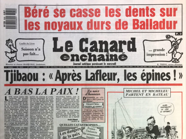 Couac ! | N° 3535 du Canard Enchaîné - 27 Juillet 1988 | Nos Exemplaires du Canard Enchaîné sont archivés dans de bonnes conditions de conservation (obscurité, hygrométrie maitrisée et faible température), ce qui s'avère indispensable pour des journaux anciens. | 3535