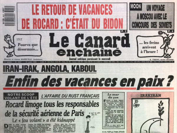 Couac ! | N° 3537 du Canard Enchaîné - 10 Août 1988 | Nos Exemplaires du Canard Enchaîné sont archivés dans de bonnes conditions de conservation (obscurité, hygrométrie maitrisée et faible température), ce qui s'avère indispensable pour des journaux anciens. | 3537