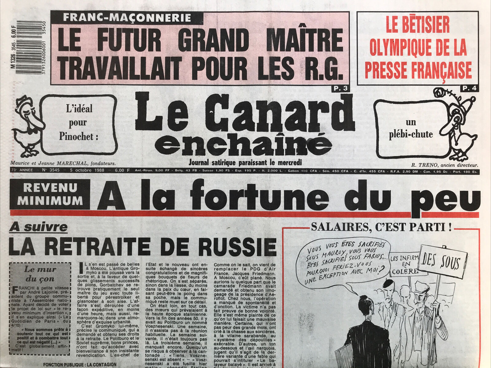 Couac ! | Acheter un Canard | Vente d'Anciens Journaux du Canard Enchaîné. Des Journaux Satiriques de Collection, Historiques & Authentiques de 1916 à 2004 ! | 3545