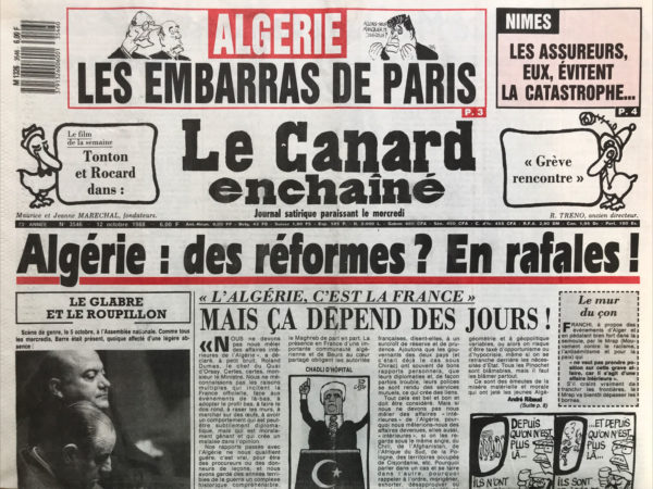 Couac ! | N° 3546 du Canard Enchaîné - 12 Octobre 1988 | Nos Exemplaires du Canard Enchaîné sont archivés dans de bonnes conditions de conservation (obscurité, hygrométrie maitrisée et faible température), ce qui s'avère indispensable pour des journaux anciens. | 3546