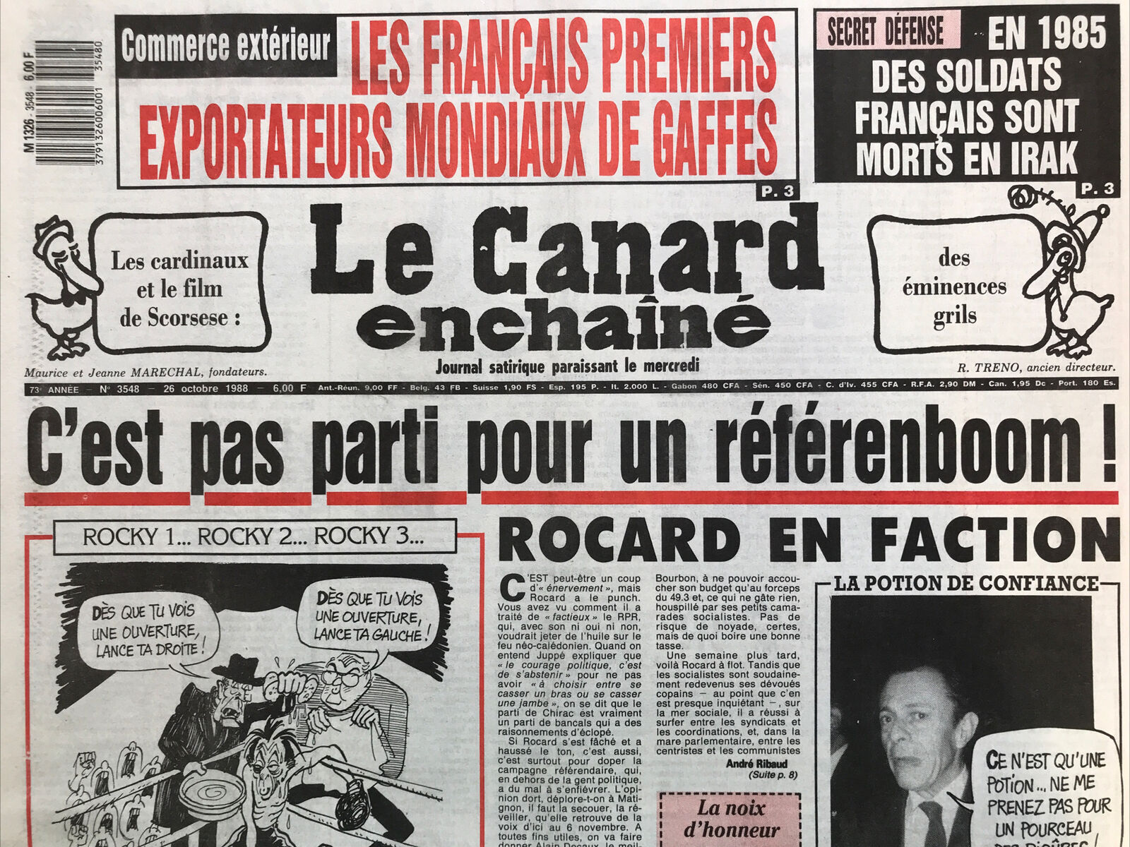 Couac ! | Acheter un Canard | Vente d'Anciens Journaux du Canard Enchaîné. Des Journaux Satiriques de Collection, Historiques & Authentiques de 1916 à 2004 ! | 3548