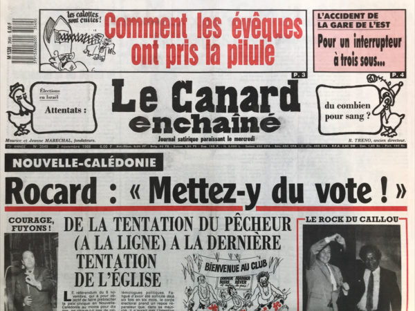 Couac ! | N° 3549 du Canard Enchaîné - 2 Novembre 1988 | Nos Exemplaires du Canard Enchaîné sont archivés dans de bonnes conditions de conservation (obscurité, hygrométrie maitrisée et faible température), ce qui s'avère indispensable pour des journaux anciens. | 3549