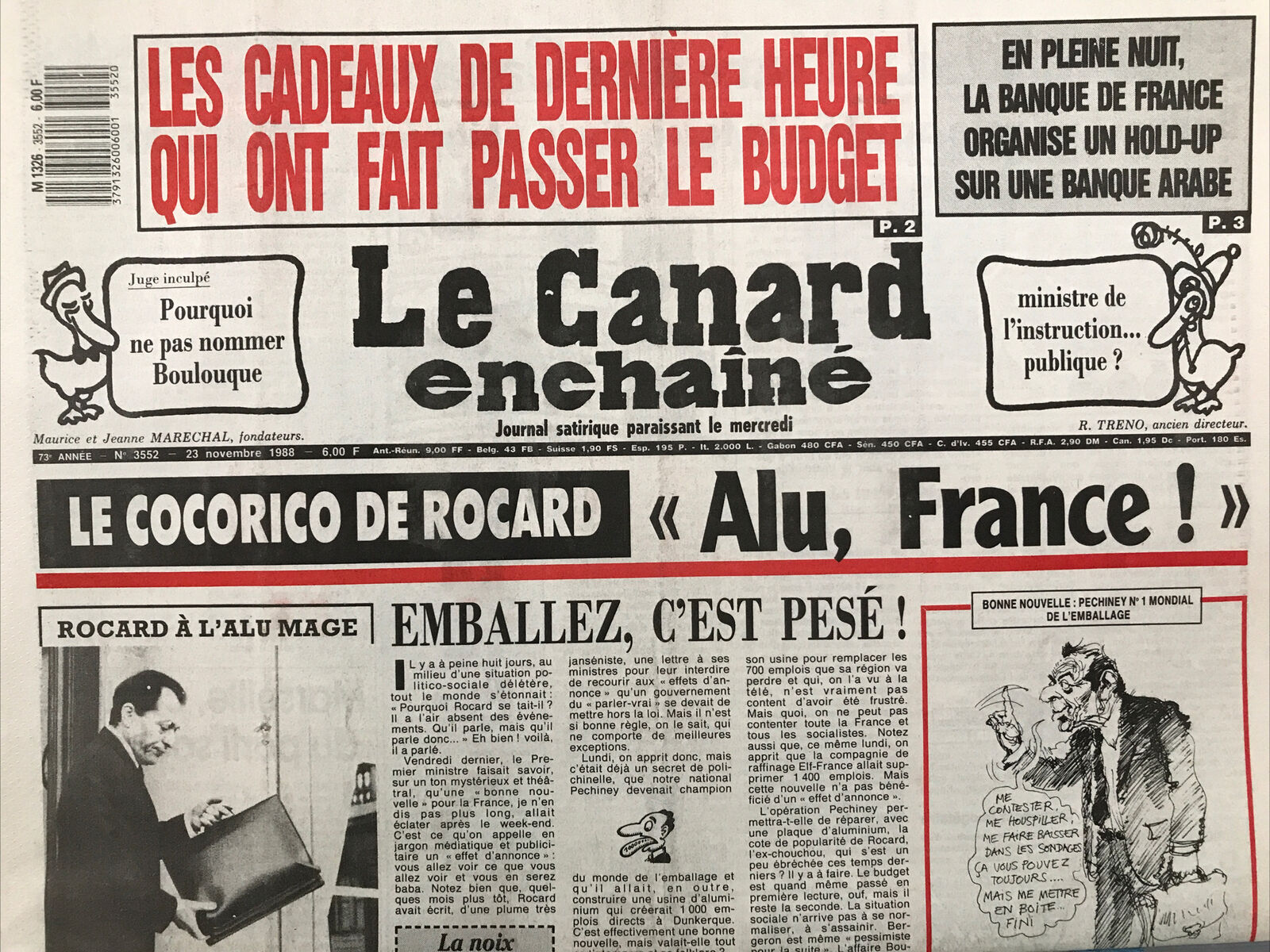 Couac ! | Acheter un Canard | Vente d'Anciens Journaux du Canard Enchaîné. Des Journaux Satiriques de Collection, Historiques & Authentiques de 1916 à 2004 ! | 3552