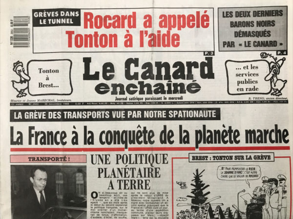 Couac ! | N° 3553 du Canard Enchaîné - 30 Novembre 1988 | Nos Exemplaires du Canard Enchaîné sont archivés dans de bonnes conditions de conservation (obscurité, hygrométrie maitrisée et faible température), ce qui s'avère indispensable pour des journaux anciens. | 3553