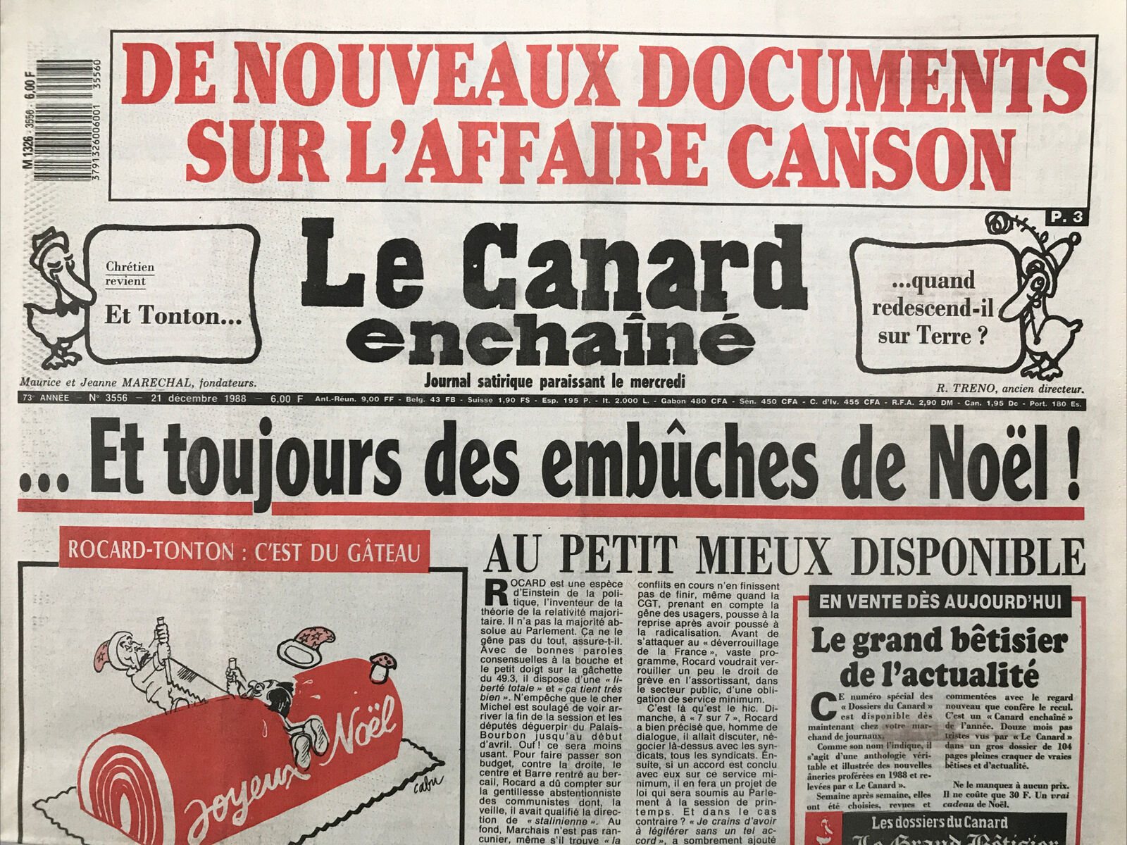 Couac ! | Acheter un Canard | Vente d'Anciens Journaux du Canard Enchaîné. Des Journaux Satiriques de Collection, Historiques & Authentiques de 1916 à 2004 ! | 3556