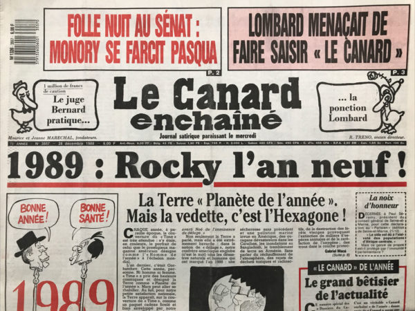 Couac ! | N° 3557 du Canard Enchaîné - 28 Décembre 1988 | Nos Exemplaires du Canard Enchaîné sont archivés dans de bonnes conditions de conservation (obscurité, hygrométrie maitrisée et faible température), ce qui s'avère indispensable pour des journaux anciens. | 3557