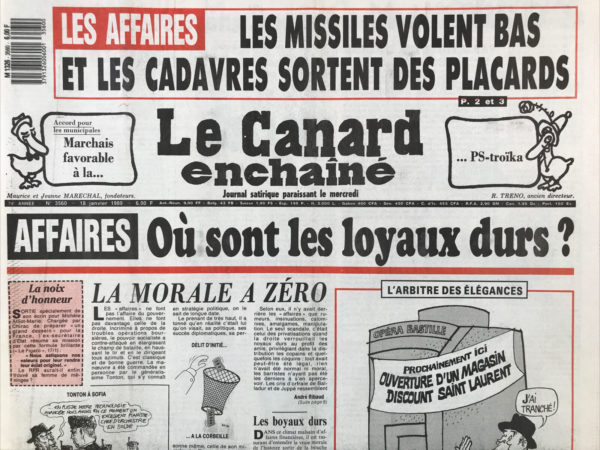 Couac ! | N° 3560 du Canard Enchaîné - 18 Janvier 1989 | Nos Exemplaires du Canard Enchaîné sont archivés dans de bonnes conditions de conservation (obscurité, hygrométrie maitrisée et faible température), ce qui s'avère indispensable pour des journaux anciens. | 3560