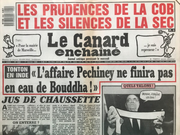 Couac ! | N° 3562 du Canard Enchaîné - 1 Février 1989 | Il s'agit du numéro du Canard que les Grenoblois n'auront pas pu lire.... Alain Carignon et sa bande ayant dévalisé les kiosques le matin même du 1er Février - le Canard y révèle les quelques 13 millions de francs consacrés par Carignon, aux lancements de mensuels et hebdo chantant sa gloire et attirant les annonceurs, dans le cadre de sa campagne électorale - Le patron de Cap Gemini fit un chèque d'un million de francs pour "qu'on lui foute la paix" -  et Couac ! offre généreusement une réduction de 50% pour toute commande de ce numéro, émanant d'un habitant de Grenoble ... | 3562