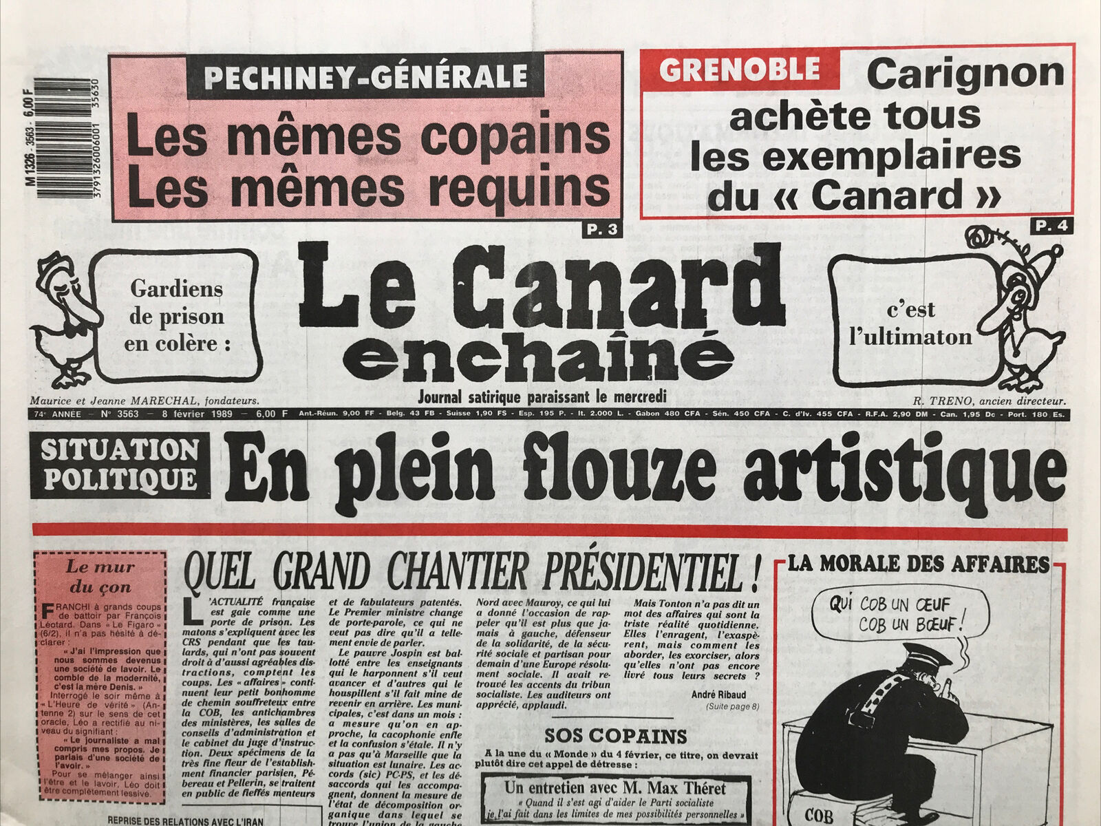 Couac ! | Acheter un Canard | Vente d'Anciens Journaux du Canard Enchaîné. Des Journaux Satiriques de Collection, Historiques & Authentiques de 1916 à 2004 ! | 3563