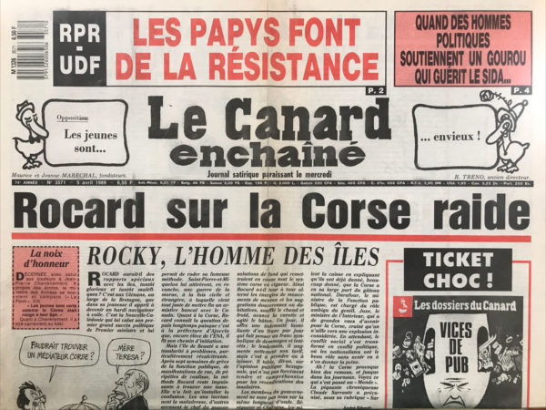 Couac ! | N° 3571 du Canard Enchaîné - 5 Avril 1989 | Nos Exemplaires du Canard Enchaîné sont archivés dans de bonnes conditions de conservation (obscurité, hygrométrie maitrisée et faible température), ce qui s'avère indispensable pour des journaux anciens. | 3571