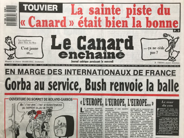 Couac ! | N° 3579 du Canard Enchaîné - 31 Mai 1989 | Nos Exemplaires du Canard Enchaîné sont archivés dans de bonnes conditions de conservation (obscurité, hygrométrie maitrisée et faible température), ce qui s'avère indispensable pour des journaux anciens. | 3579