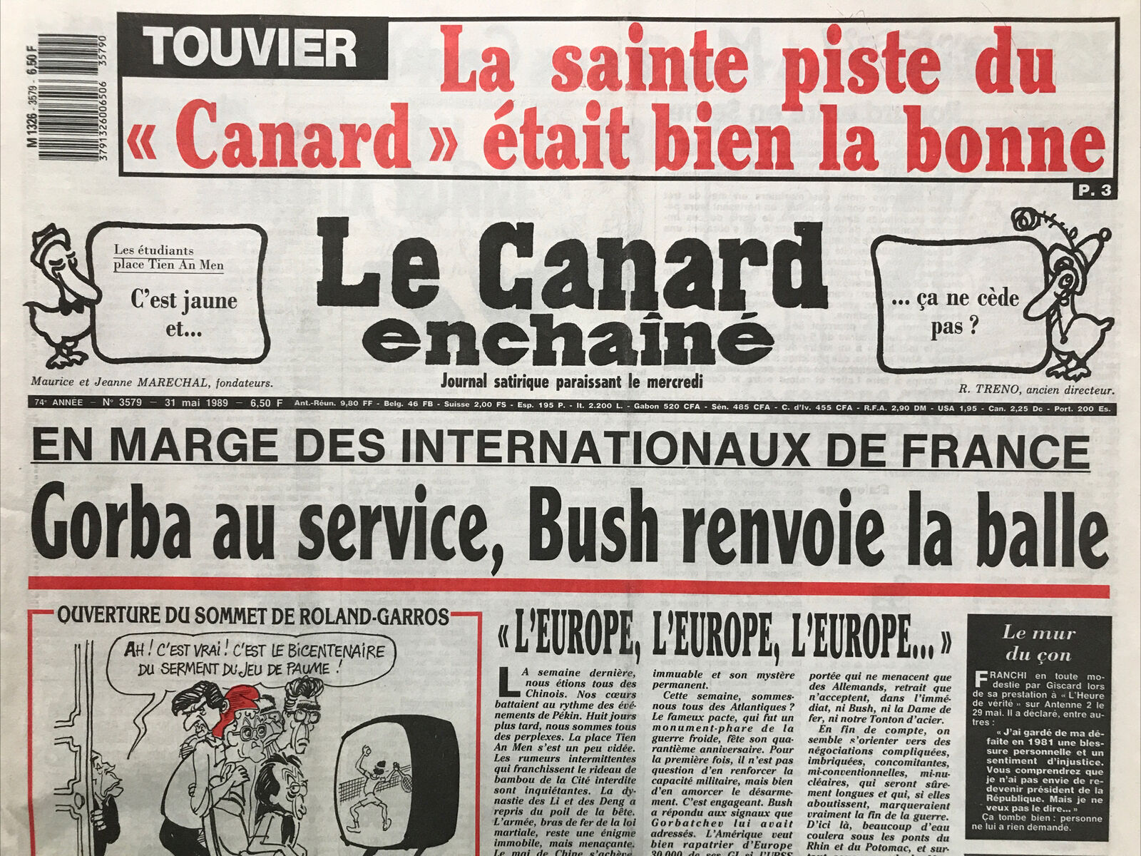 Couac ! | Acheter un Canard | Vente d'Anciens Journaux du Canard Enchaîné. Des Journaux Satiriques de Collection, Historiques & Authentiques de 1916 à 2004 ! | 3579