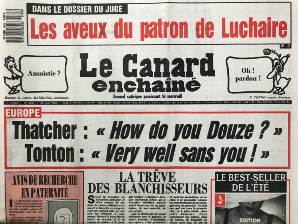 Couac ! | N° 3583 du Canard Enchaîné - 28 Juin 1989 | Nos Exemplaires du Canard Enchaîné sont archivés dans de bonnes conditions de conservation (obscurité, hygrométrie maitrisée et faible température), ce qui s'avère indispensable pour des journaux anciens. | 3583