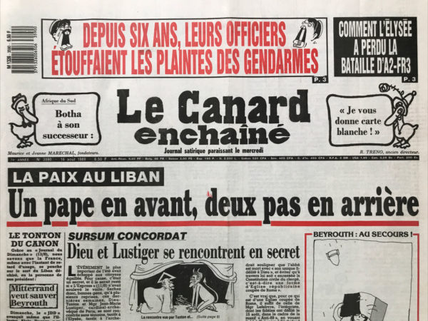 Couac ! | N° 3590 du Canard Enchaîné - 16 Août 1989 | Nos Exemplaires du Canard Enchaîné sont archivés dans de bonnes conditions de conservation (obscurité, hygrométrie maitrisée et faible température), ce qui s'avère indispensable pour des journaux anciens. | 3590